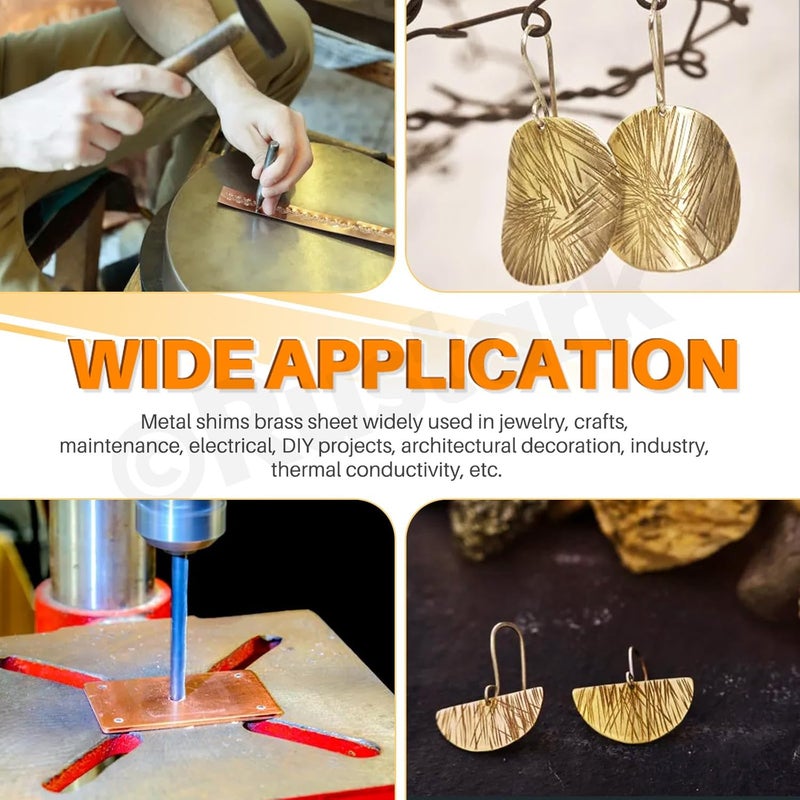 Rustark 10Pcs Brass Strip Assortment Kit Brass Sheet Metal Shim Stock Sheet Metal Shims, 1" Width x 5.9" Length, 0.006" Thickness - Image 4